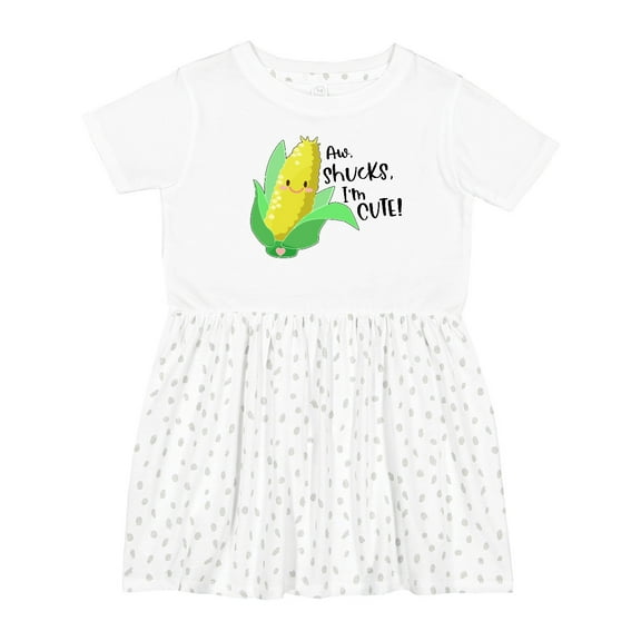 Inktastic Aw, Shucks, I'm Cute Corn Humor Girls Toddler Dress