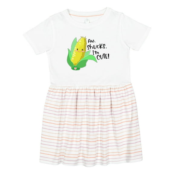 Inktastic Aw, Shucks, I'm Cute Corn Humor Girls Toddler Dress