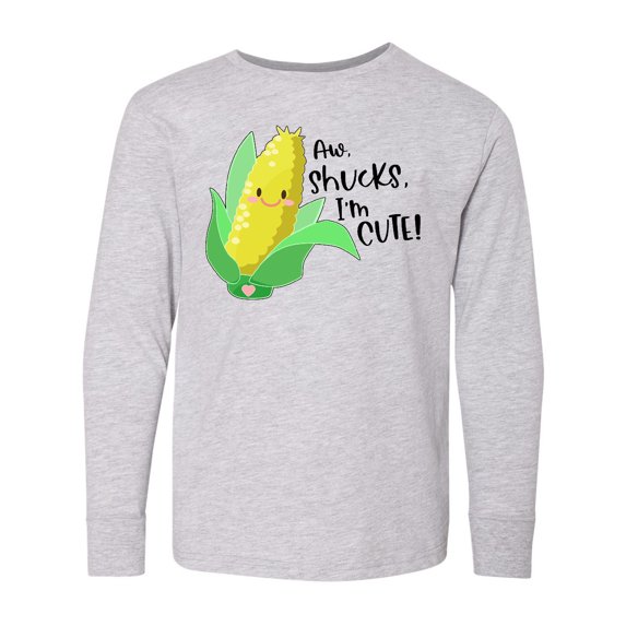 Inktastic Aw, Shucks, I'm Cute Corn Humor Long Sleeve Youth T-Shirt