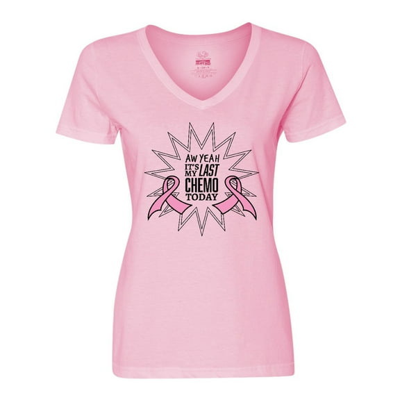 Inktastic Aw Yeah, It's My Last Chemo Today Women's V-Neck T-Shirt
