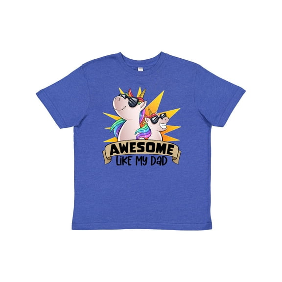 Inktastic Awesome Like My Dad Cute Unicorn Family in Sunglasses Youth T-Shirt