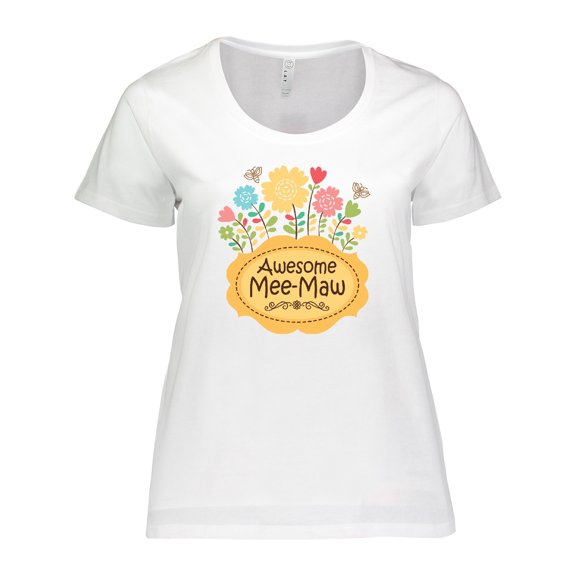 Inktastic Awesome Meemaw Grandmother Wildflowers Women's Plus Size T-Shirt