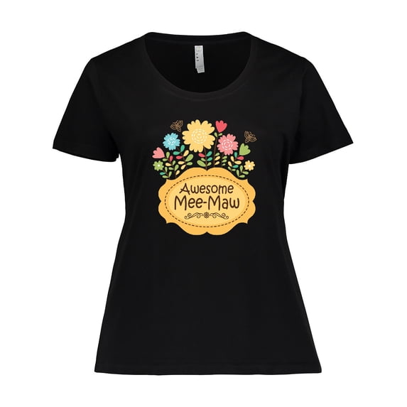 Inktastic Awesome Meemaw Grandmother Wildflowers Women's Plus Size T-Shirt