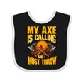 thumbnail image 1 of Inktastic Axe Throwing Funny Boys or Girls Baby Bib, 1 of 4