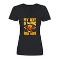 thumbnail image 1 of Inktastic Axe Throwing Funny Gift Women's V-Neck T-Shirt, 1 of 5