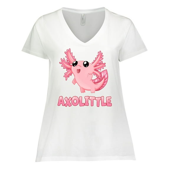 Inktastic Axolittle- cute baby axolotl Women's Plus Size V-Neck T-Shirt