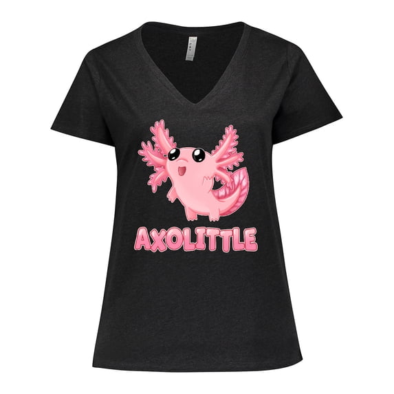 Inktastic Axolittle- cute baby axolotl Women's Plus Size V-Neck T-Shirt