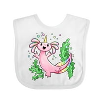 Inktastic Axolotl Unicorn with Rainbow Tail, Bubbles and Seaweed. Boys or Girls Baby Bib