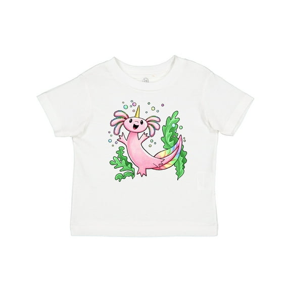 Inktastic Axolotl Unicorn with Rainbow Tail, Bubbles and Seaweed. Boys or Girls Baby T-Shirt