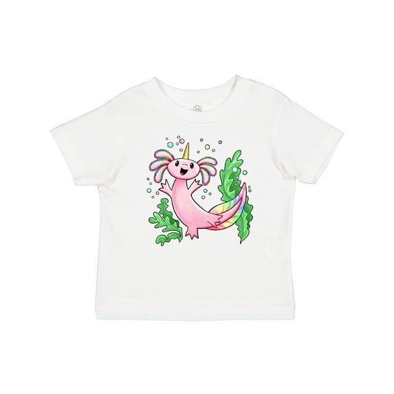 Inktastic Axolotl Unicorn with Rainbow Tail, Bubbles and Seaweed. Boys or Girls Baby T-Shirt