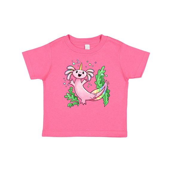 Inktastic Axolotl Unicorn with Rainbow Tail, Bubbles and Seaweed. Boys or Girls Baby T-Shirt