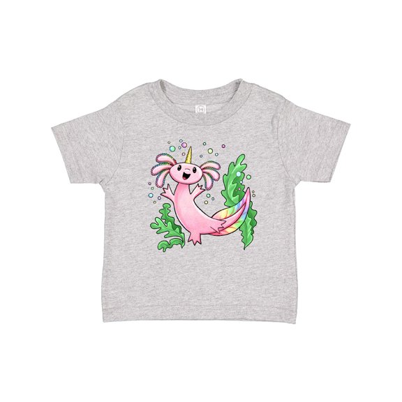 Inktastic Axolotl Unicorn with Rainbow Tail, Bubbles and Seaweed. Boys or Girls Baby T-Shirt
