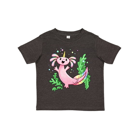 Inktastic Axolotl Unicorn with Rainbow Tail, Bubbles and Seaweed. Boys or Girls Toddler T-Shirt