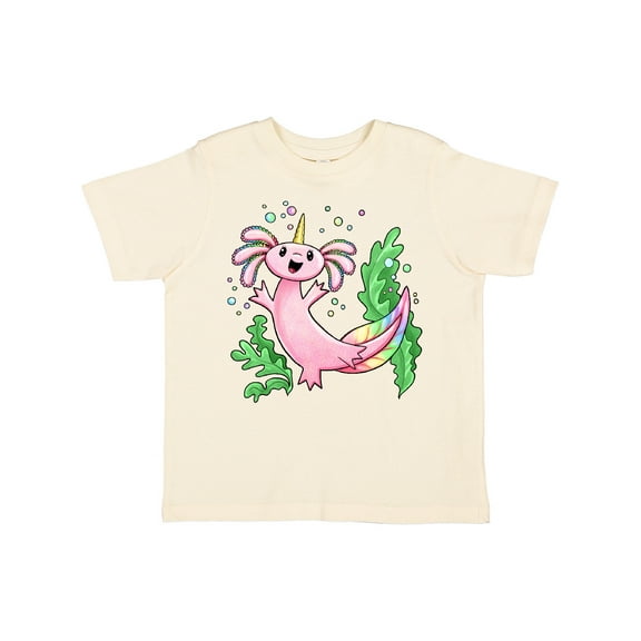 Inktastic Axolotl Unicorn with Rainbow Tail, Bubbles and Seaweed. Boys or Girls Toddler T-Shirt