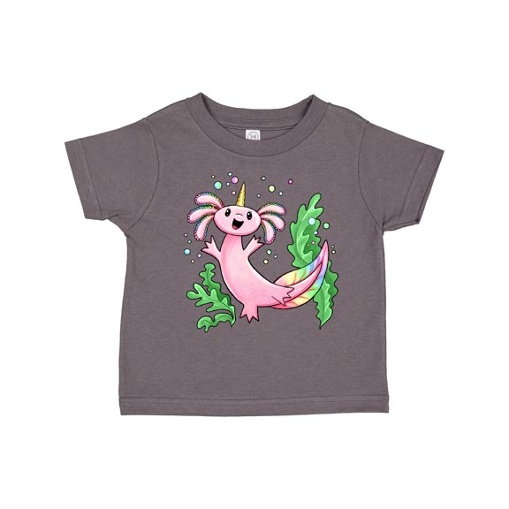 Inktastic Axolotl Unicorn with Rainbow Tail, Bubbles and Seaweed. Boys or Girls Toddler T-Shirt