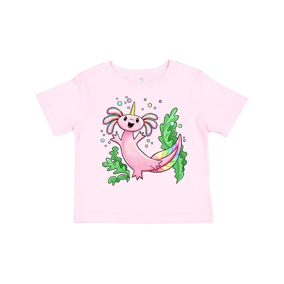 Inktastic Axolotl Unicorn with Rainbow Tail, Bubbles and Seaweed. Boys or Girls Toddler T-Shirt