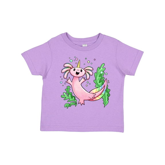 Inktastic Axolotl Unicorn with Rainbow Tail, Bubbles and Seaweed. Boys or Girls Toddler T-Shirt