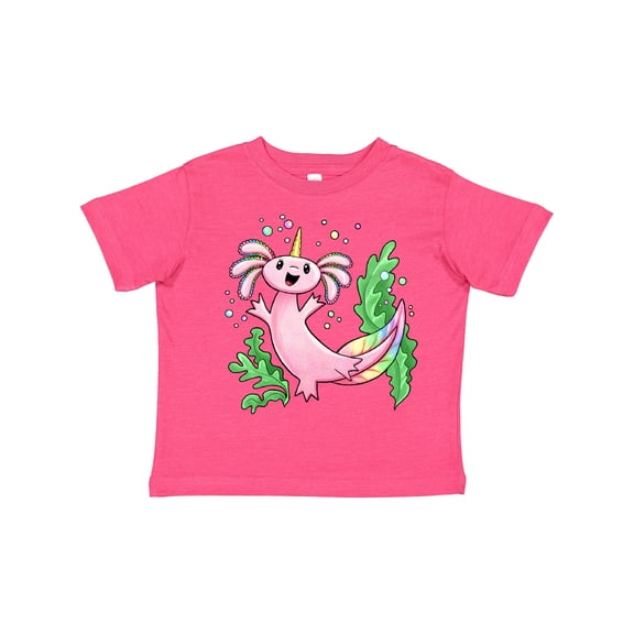 Inktastic Axolotl Unicorn with Rainbow Tail, Bubbles and Seaweed. Boys or Girls Toddler T-Shirt