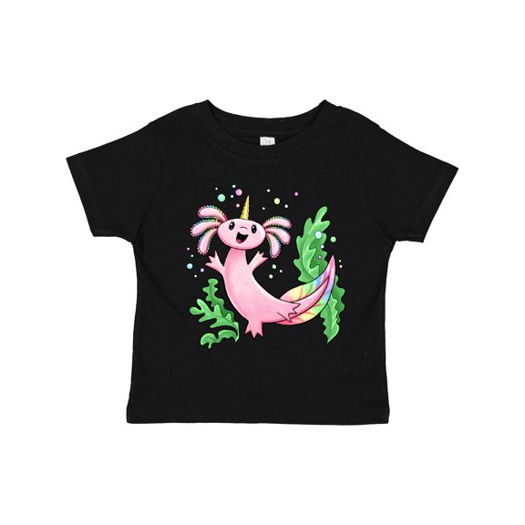Inktastic Axolotl Unicorn with Rainbow Tail, Bubbles and Seaweed. Boys or Girls Toddler T-Shirt