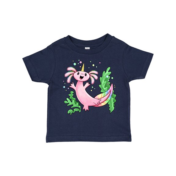 Inktastic Axolotl Unicorn with Rainbow Tail, Bubbles and Seaweed. Boys or Girls Toddler T-Shirt