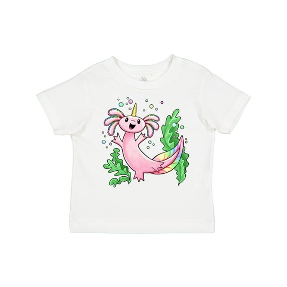 Inktastic Axolotl Unicorn with Rainbow Tail, Bubbles and Seaweed. Boys or Girls Toddler T-Shirt