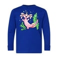 thumbnail image 1 of Inktastic Axolotl Unicorn with Rainbow Tail, Bubbles and Seaweed. Long Sleeve Youth T-Shirt, 1 of 5