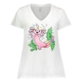 thumbnail image 1 of Inktastic Axolotl Unicorn with Rainbow Tail, Bubbles and Seaweed. Women's Plus Size V-Neck T-Shirt, 1 of 5