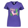 thumbnail image 1 of Inktastic Axolotl Unicorn with Rainbow Tail, Bubbles and Seaweed. Women's V-Neck T-Shirt, 1 of 5
