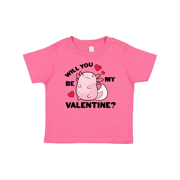 Inktastic Axolotl Will You Be My Valentine with Red Hearts Boys or Girls Baby T-Shirt