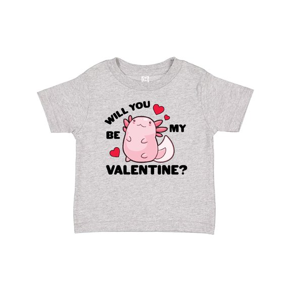 Inktastic Axolotl Will You Be My Valentine with Red Hearts Boys or Girls Baby T-Shirt
