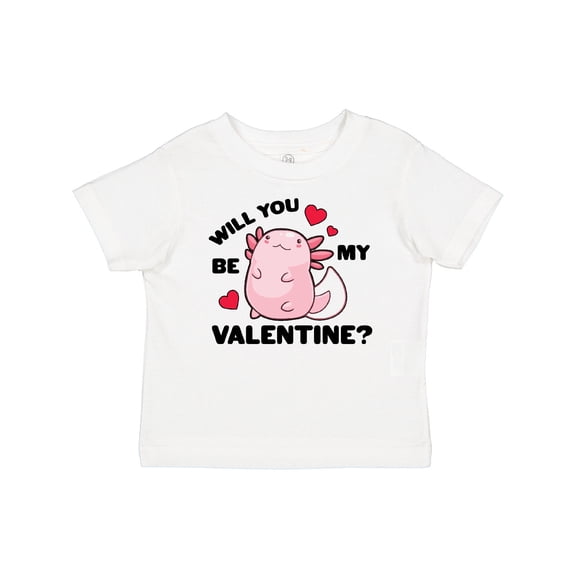 Inktastic Axolotl Will You Be My Valentine with Red Hearts Boys or Girls Baby T-Shirt