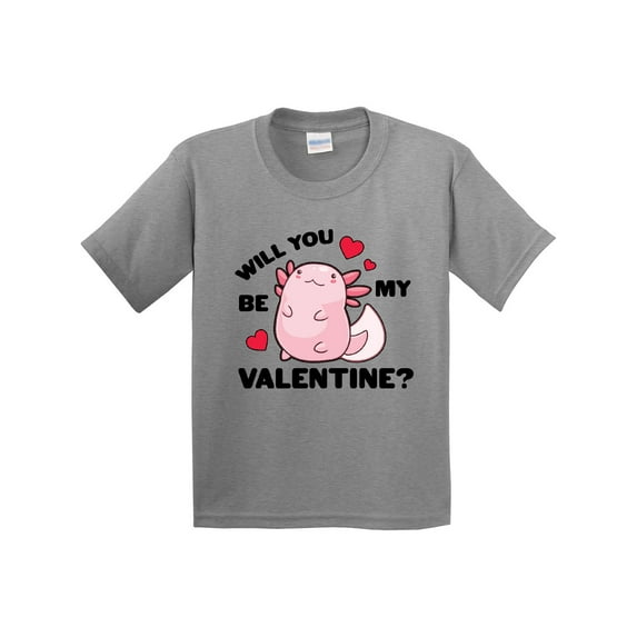 Inktastic Axolotl Will You Be My Valentine with Red Hearts Youth T-Shirt