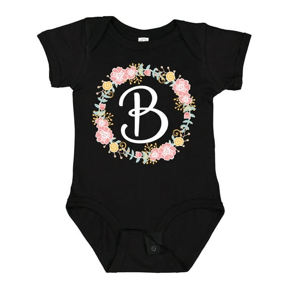 Inktastic B Monogram Alphabet Letter Rose Floral Wreath Girls Baby Bodysuit