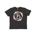 thumbnail image 1 of Inktastic B Monogram Alphabet Letter Rose Floral Wreath Youth T-Shirt, 1 of 5