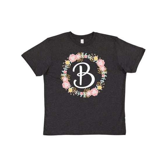 Inktastic B Monogram Alphabet Letter Rose Floral Wreath Youth T-Shirt