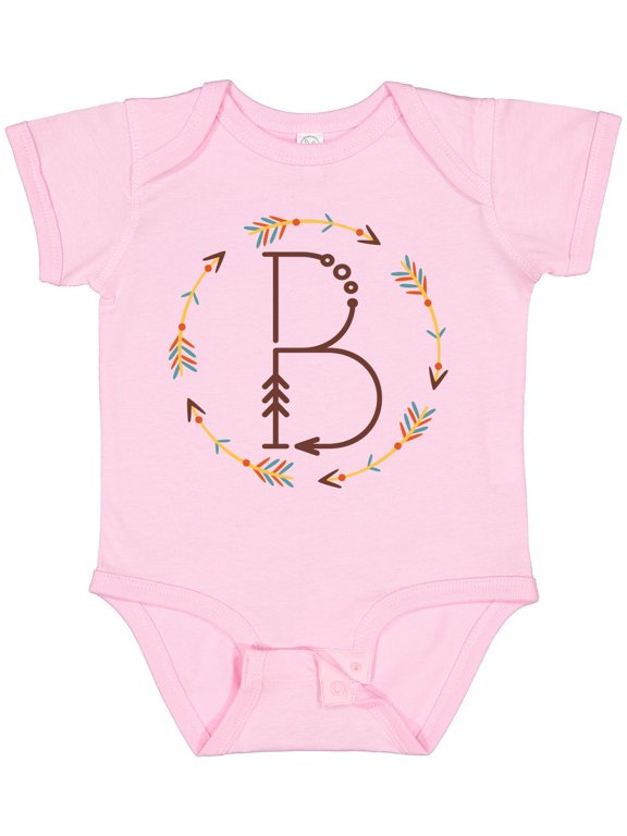 B Monogram Letter Tribal Wreath Boys or Girls Baby Bodysuit