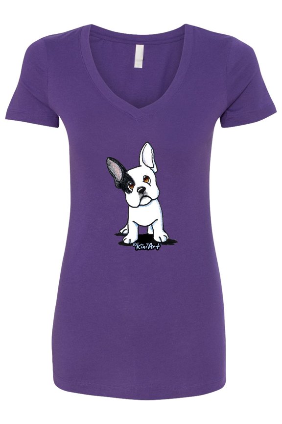 B/w Frenchie (darks) Women's V-Neck T-Shirt