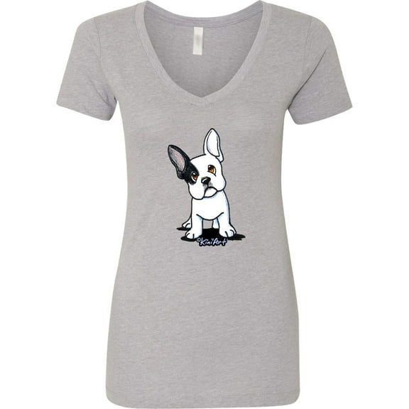 Inktastic B/w Frenchie (darks) Women's V-Neck T-Shirt