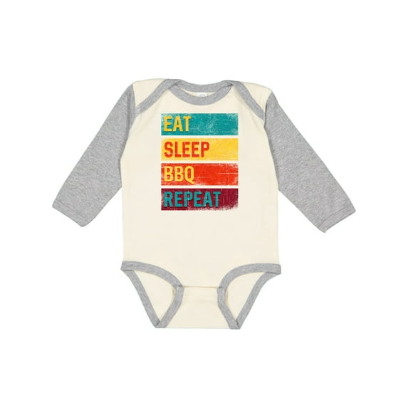 Inktastic Barbecue Grilling Eat Sleep Bbq Repeat Boys or Girls Long Sleeve Baby Bodysuit