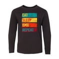 thumbnail image 1 of Inktastic Bmx Biking Motocross Eat Sleep Bmx Repeat Long Sleeve Youth T-Shirt, 1 of 5