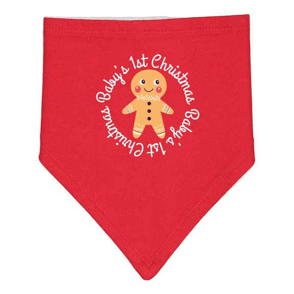 Inktastic Baby 1st Christmas Gingerbread Man Baby Bandana Bib