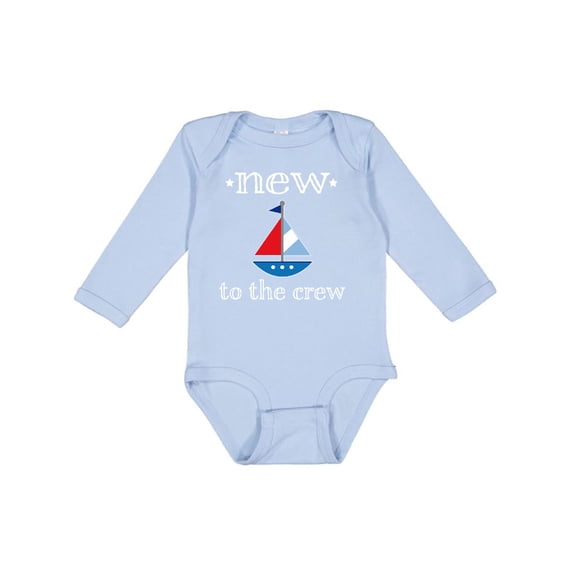 Inktastic Baby Boy New to the Crew Sailboat Boys or Girls Long Sleeve Baby Bodysuit