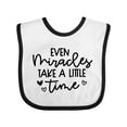 thumbnail image 1 of Inktastic Baby Even Miracles Take a Little Time Boys or Girls Baby Bib, 1 of 4