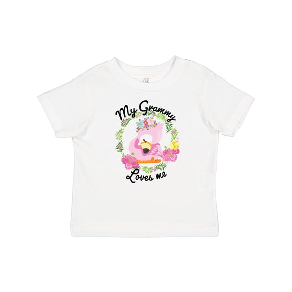 Inktastic Baby Flamingo My Grammy Loves Me with Flower Wreath Boys or Girls Baby T-Shirt