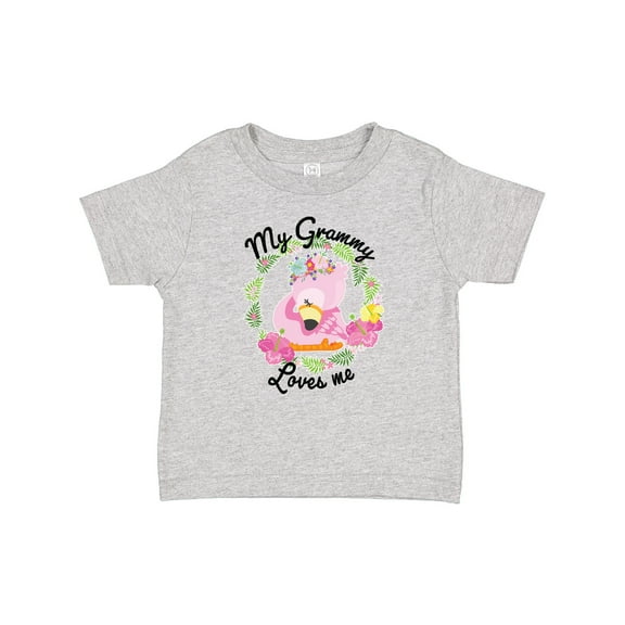 Inktastic Baby Flamingo My Grammy Loves Me with Flower Wreath Boys or Girls Baby T-Shirt