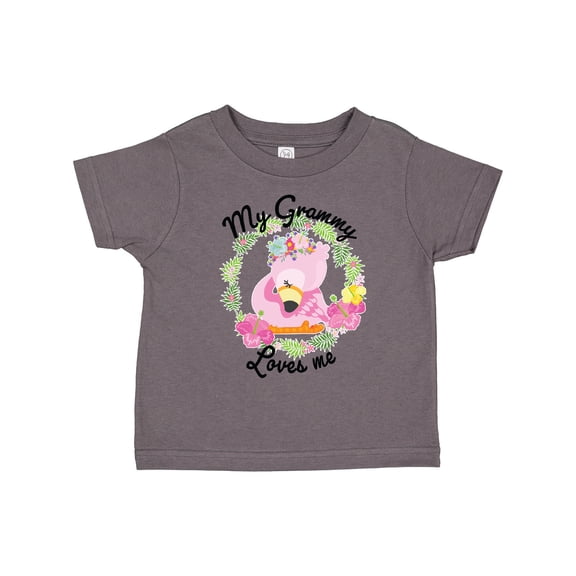 Inktastic Baby Flamingo My Grammy Loves Me with Flower Wreath Boys or Girls Toddler T-Shirt