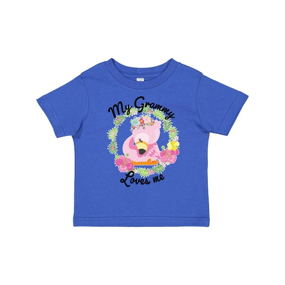 Inktastic Baby Flamingo My Grammy Loves Me with Flower Wreath Boys or Girls Toddler T-Shirt
