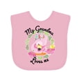 thumbnail image 1 of Inktastic Baby Flamingo My Grandma Loves Me with Flower Wreath Boys or Girls Baby Bib, 1 of 4