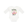 thumbnail image 1 of Inktastic Baby Flamingo My Grandma Loves Me with Flower Wreath Boys or Girls Long Sleeve Baby Bodysuit, 1 of 5