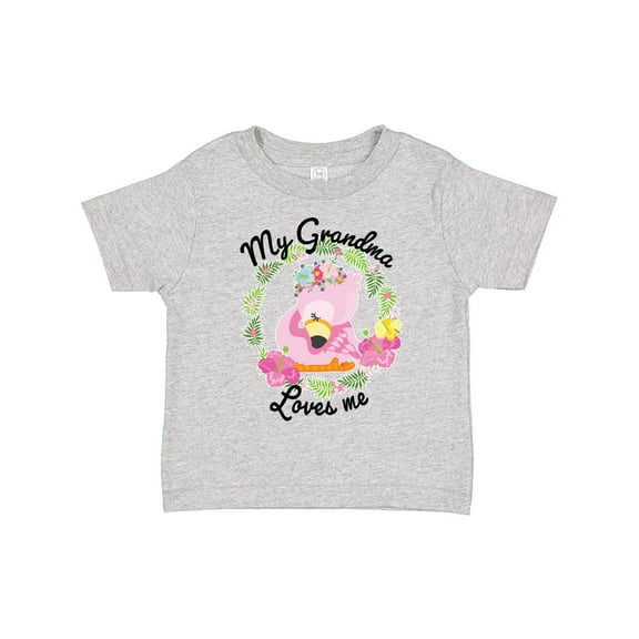 Inktastic Baby Flamingo My Grandma Loves Me with Flower Wreath Boys or Girls Toddler T-Shirt